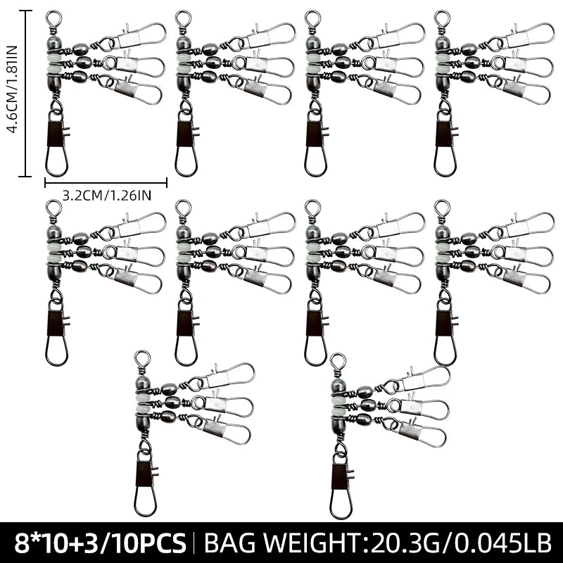 ShareShark Rolling Swivels with Solid Rings (10 Pack)