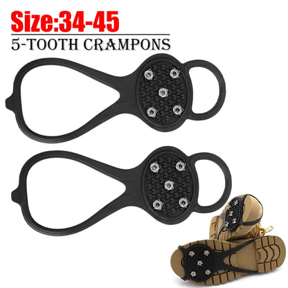 1Pair 24 Teeth Anti-Slip Ice Grips Gripper Shoes Boot Hiking Ice Climbing Shoe Spikes Climbing Chain Crampons Shoes Cover