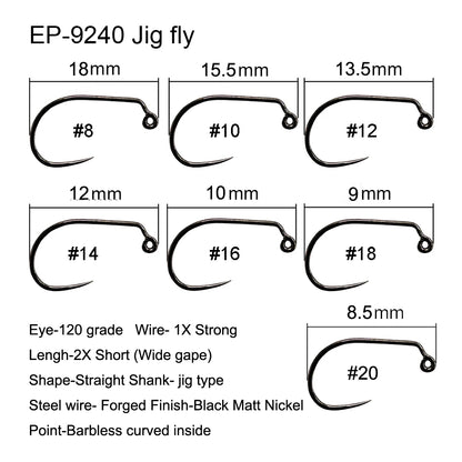 Aventik Barbless Black Nickel Fly Hooks (50 Pack)