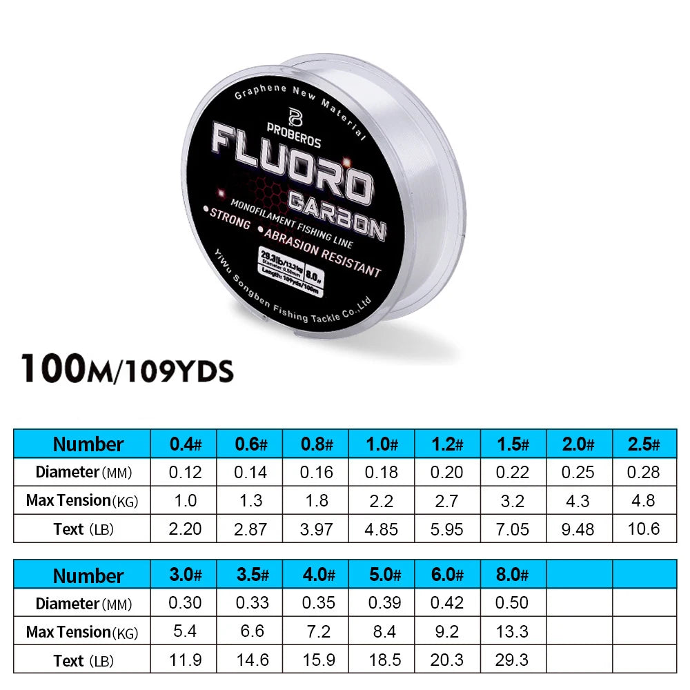 PRO BEROS Fluorocarbon Coated Line 100m (2.2-29.3 lb)
