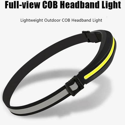 Portable COB Headlamp Rechargeable Red and White Light Work Light Outdoor Camping Night Running Floodlight Fishing Headlight