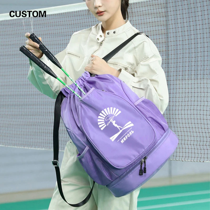 Custom logo outdoor Drawstring Sports Backpack Large Capacity badmintonta bag personality customization waterproof Nylon backpac