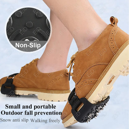 6 Steel Studs Crampons Snow Grips Cleats for Ice and Snow Anti-Slip Rubber Traction Cleats Hiking Walking Climbing Shoe Covers