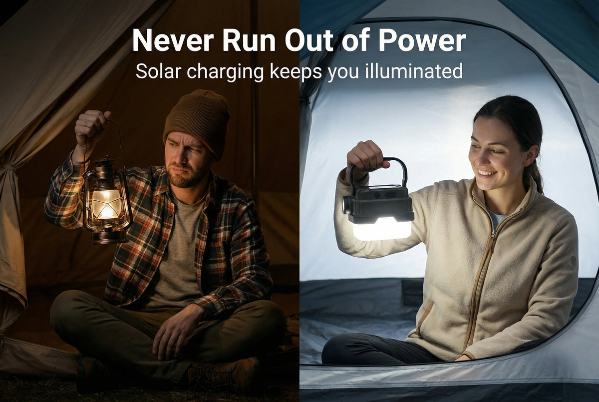 Solar Powered Camping Lantern with Ultra Long Battery Life for Outdoor Tent Emergency Lighting Home Use