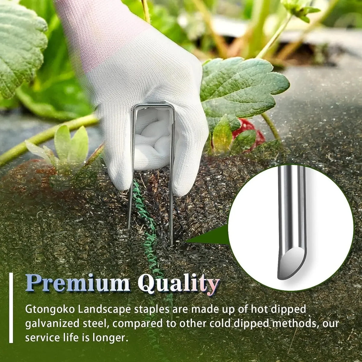 Garden Stakes Galvanized Landscape Staples,U-Type Turf Staples for Artificial Grass, Rust Proof Sod Pins Stakes Tent Peg Nails