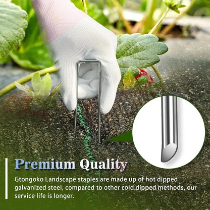 Garden Stakes Galvanized Landscape Staples,U-Type Turf Staples for Artificial Grass, Rust Proof Sod Pins Stakes Tent Peg Nails