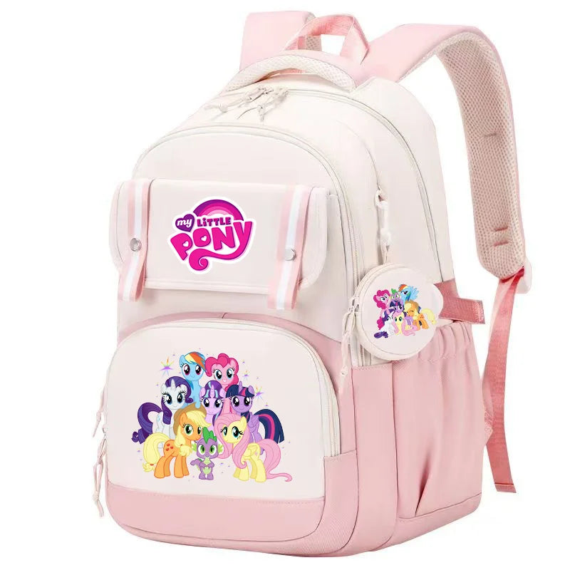 My Little Pony Large Capacity Backpack Cartoon Daypack Travel Commute Knapsack Schoolbag for Kids Girls Mochila With Coin Purse