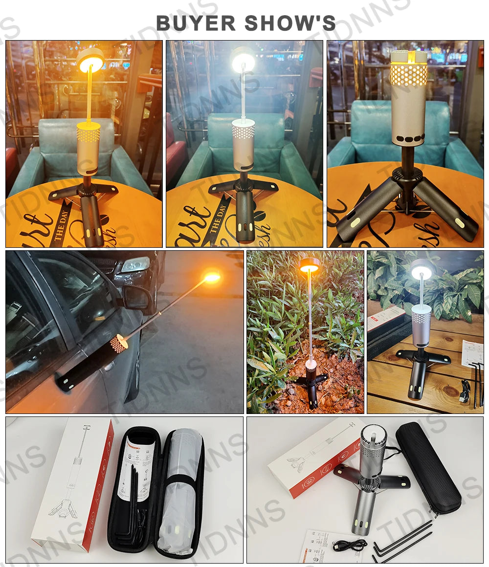 10000mAh Camping Light USB Rechargeable LED Emergency Lamp Outdoor Portable Lanterns with Magnetic Flashlight for BBQ Tents