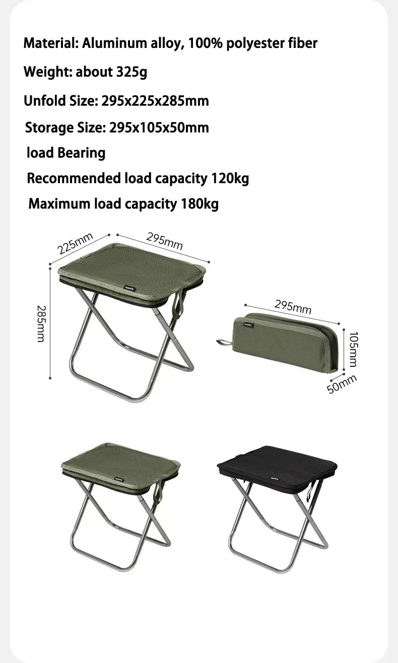 Naturehike Folding Stool for Outdoor Leisure Portable Lightweight Aluminum Chair High Load Travel Camping Foldable Fishing Chair