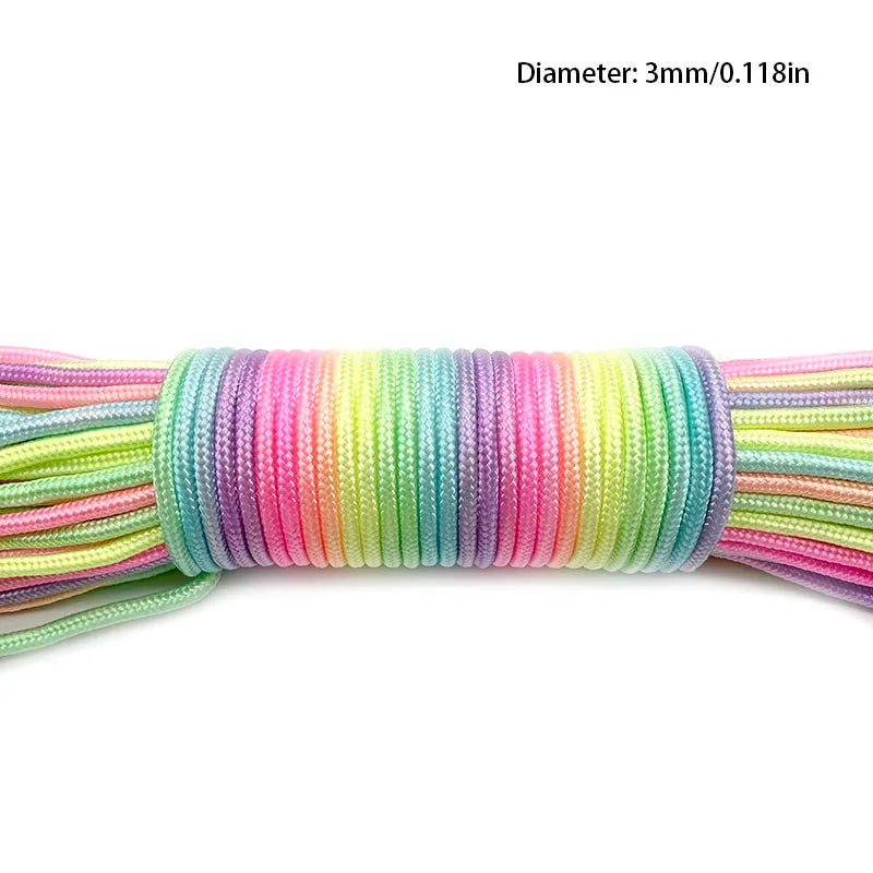 31mRainbow Paracord Rope 2mm/3mm/4mm 7 Strands Climbing Parachute Rope Survival Gear Bracelet Durable Cord for Outdoor Activitie