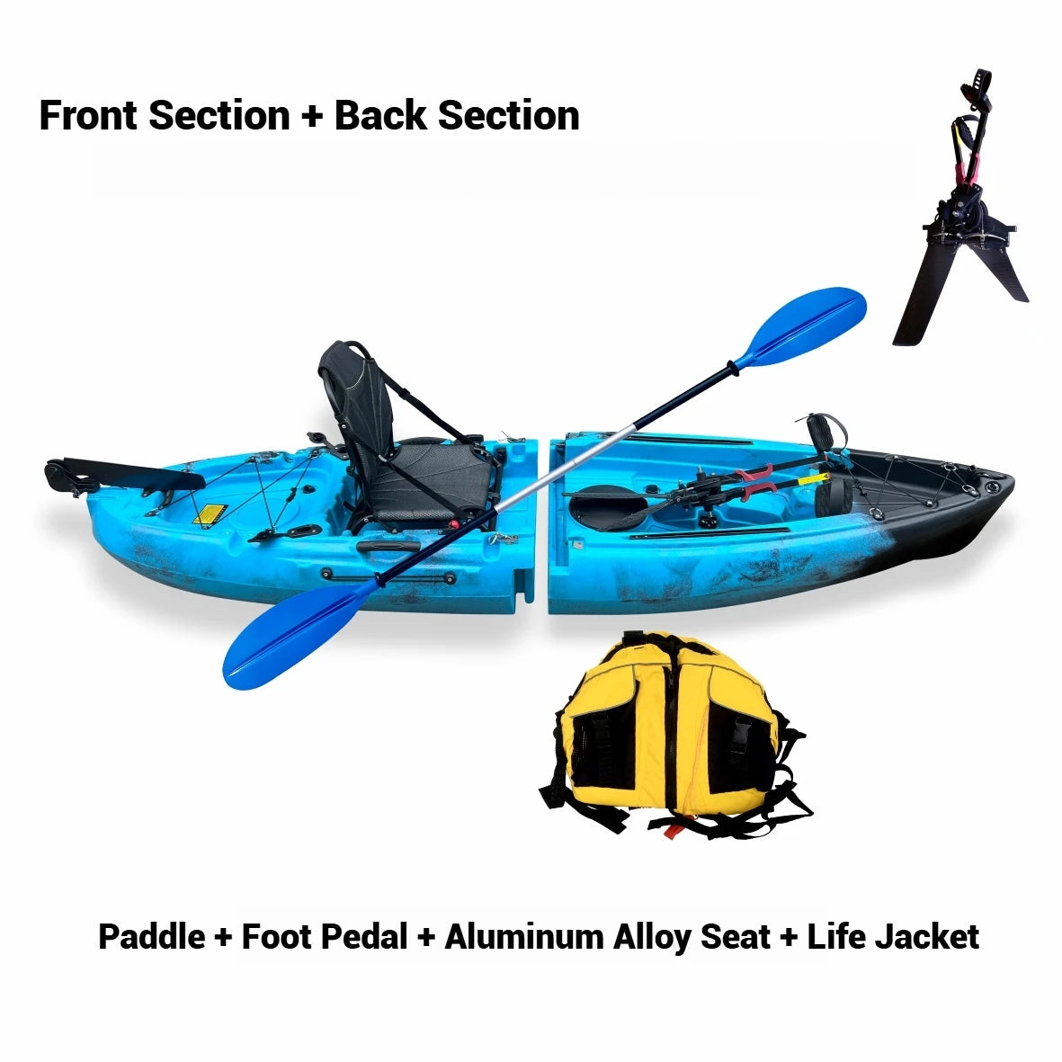 Portable LLDPE Modular Kayak – Split Hard Shell Electric & Pedal Canoe for Solo or Tandem Lake & Sea Adventures