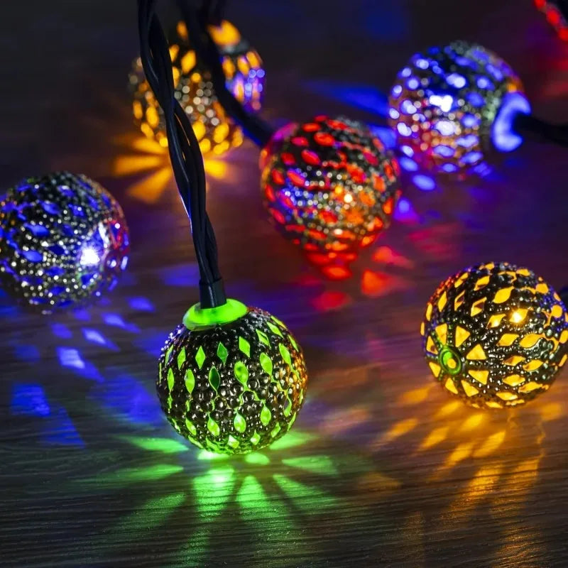 1Pcs Moroccan Ball Solar String Lights 20/30/50 LED Outdoor String Light for Bedroom Garden Wedding Holiday Party Festival Decor