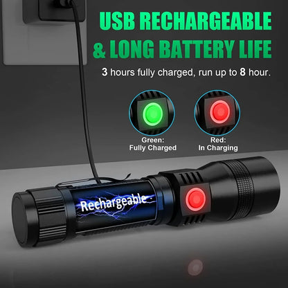 UV Light & Strong Light Flashlight USB Rechargeable Camping Lantern Pets Urine Stains Black Light Led Ultraviolet Torch Lamp