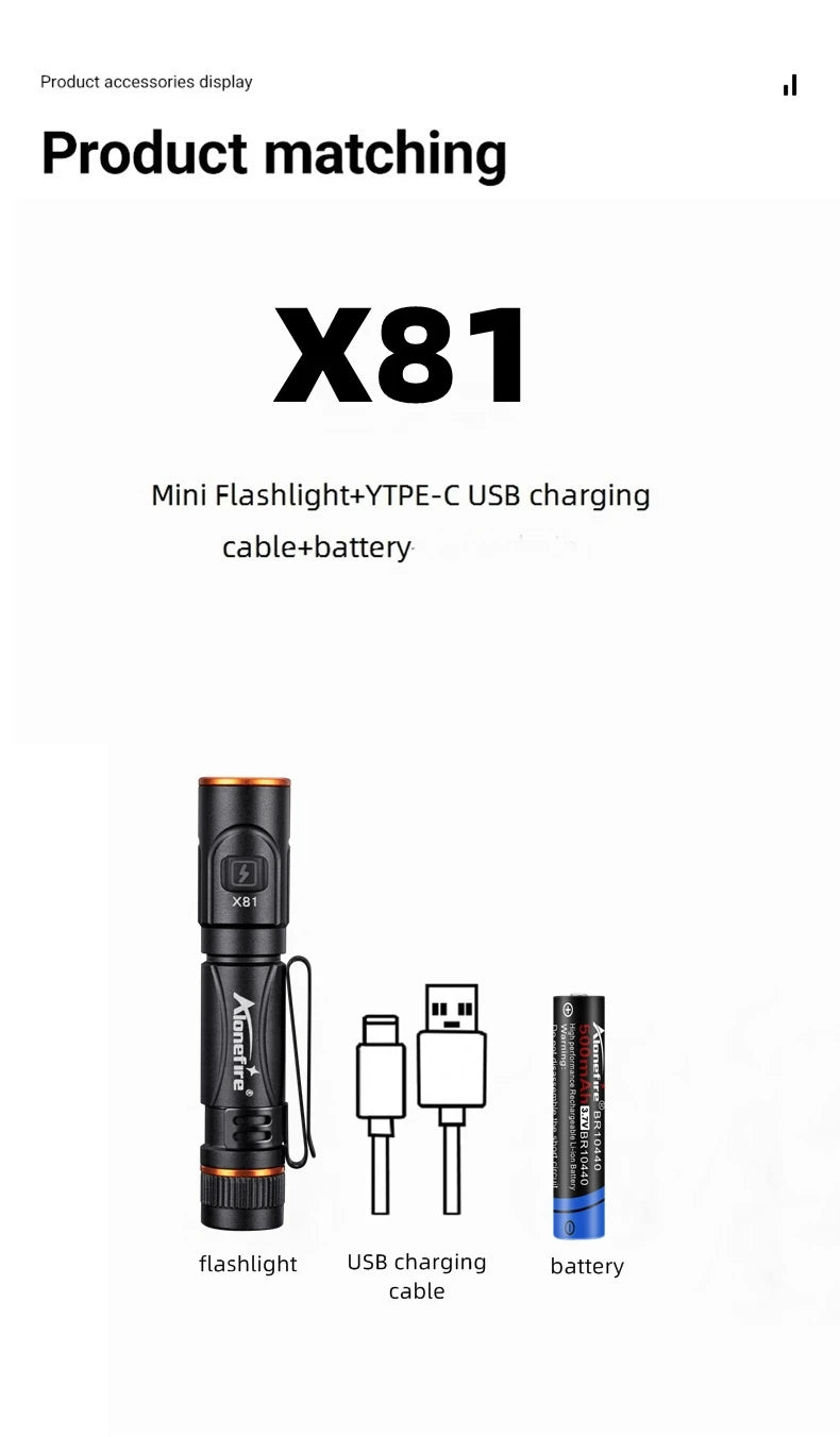EDC Mini High Bright Pen Flashlight USB Rechargeable Magnet Small Pocket Torch Outdoor Camping Hiking Emergency Lighting Light