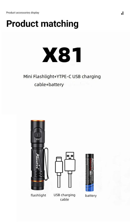 EDC Mini High Bright Pen Flashlight USB Rechargeable Magnet Small Pocket Torch Outdoor Camping Hiking Emergency Lighting Light