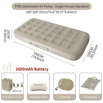 New Air Mattress Built-in Pump Self-inflating Mat Cushion Outdoor Tent Inflatable Bed Double sleeping Pad For Camping or Indoor