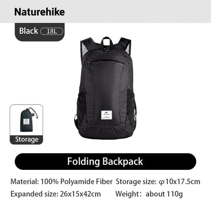 Naturehike Outdoor Hiking Bag 18L Lightweight Portable Backpack Foldable Waterproof Shoulder Bag for Women Men Airplane Travel