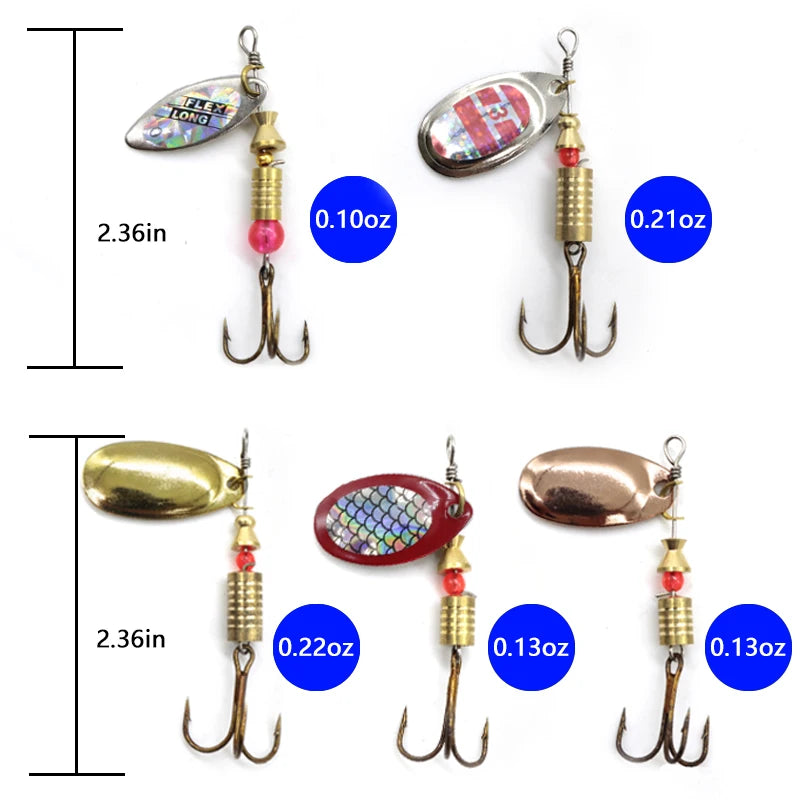 Metal Spoon Spinner Lure Set (10 Pack) with Box