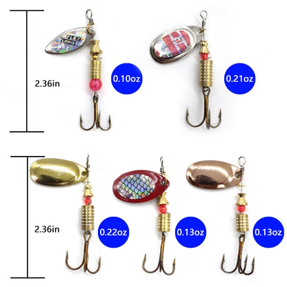 Metal Spoon Spinner Lure Set (10 Pack) with Box