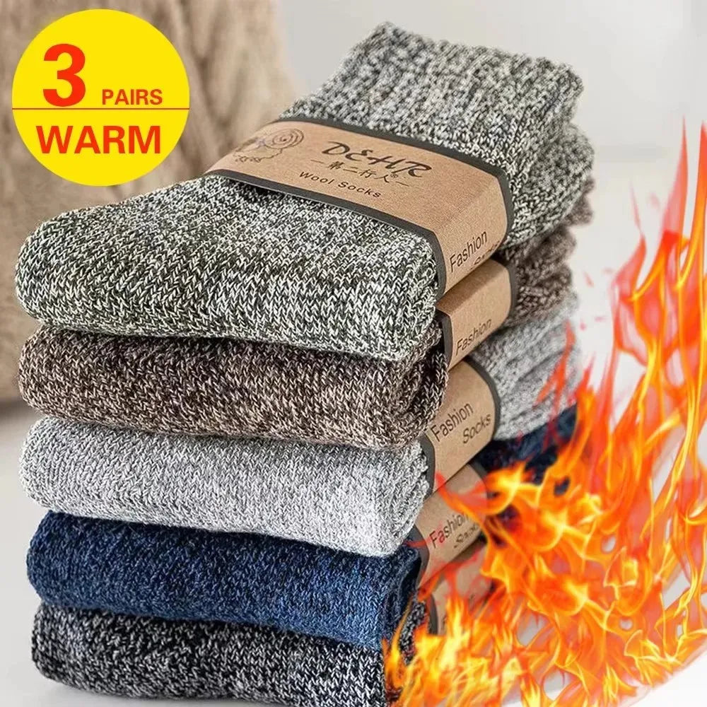 3 Pairs Men's Socks Winter Thick Towel Man's Outdoor Sports Long Socks Cold Resistant Frost Proof Snow Socks For Man Gift 39-44