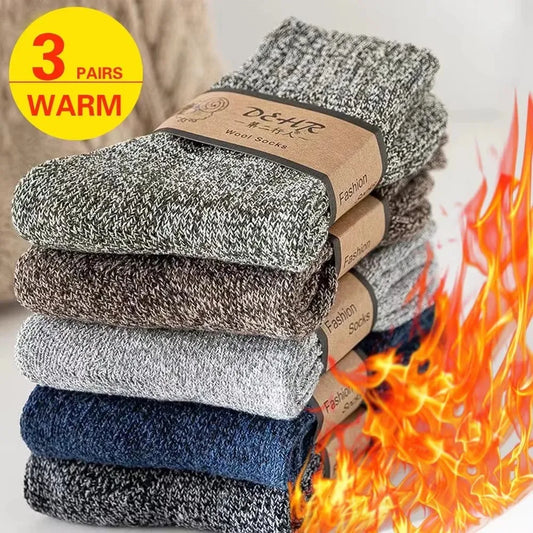 3 Pairs Men's Socks Winter Thick Towel Man's Outdoor Sports Long Socks Cold Resistant Frost Proof Snow Socks For Man Gift 39-44