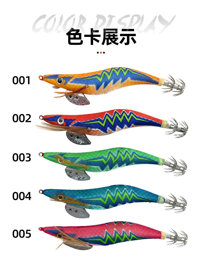ShareShark 5Pcs/Set Luminous Squid Jig Hooks, 13.2cm 20g 3.5oz #   Shrimp Fishing Lures, Artificial Hard Prawn Bait for Fishing