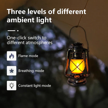 Vintage Rechargeable Camping Lantern – 3 Lighting Modes