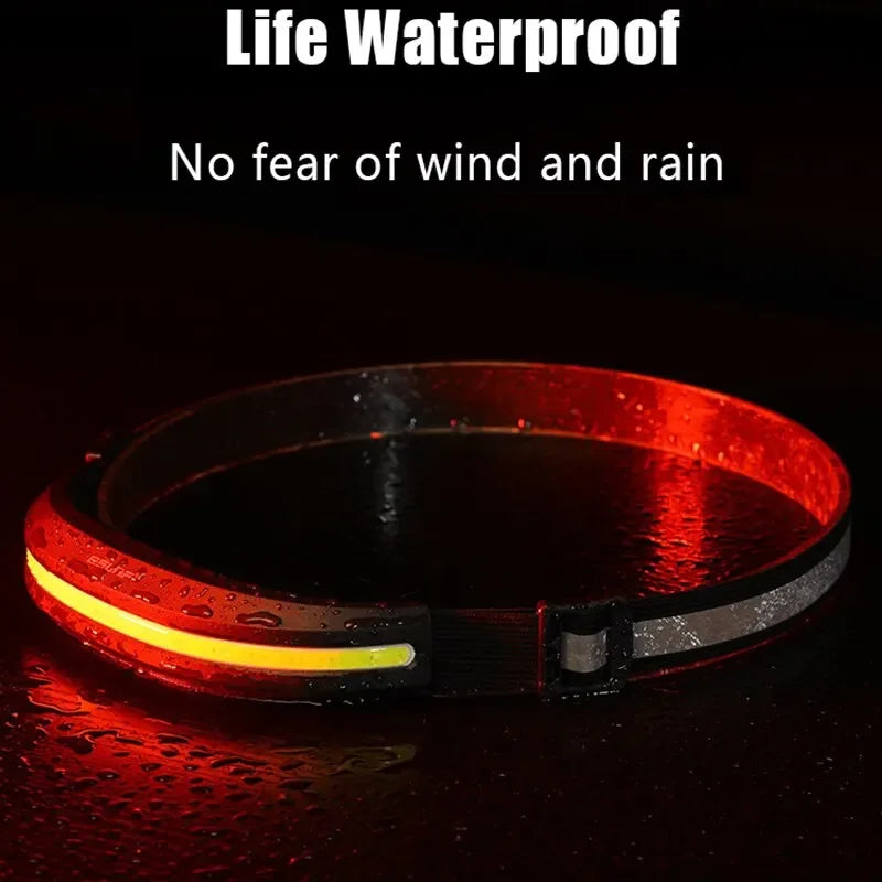 Portable COB Headlamp Rechargeable Red and White Light Work Light Outdoor Camping Night Running Floodlight Fishing Headlight
