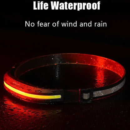 Portable COB Headlamp Rechargeable Red and White Light Work Light Outdoor Camping Night Running Floodlight Fishing Headlight