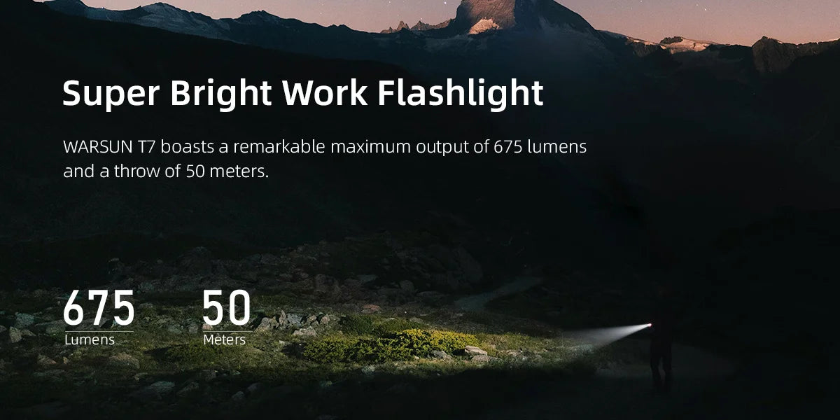 WARSUN T7 LED Torch Portable Mini Flashlight 800LM Rechargeable Pocket Light Magnetic Base Clip Work Light Hiking Fishing EDC