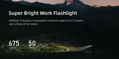 WARSUN T7 LED Torch Portable Mini Flashlight 800LM Rechargeable Pocket Light Magnetic Base Clip Work Light Hiking Fishing EDC