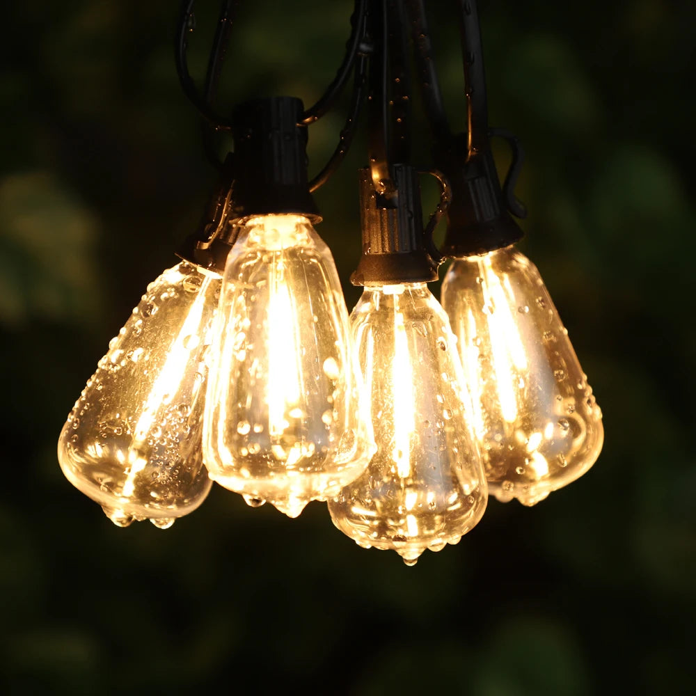 Solar Globe LED String Lights G40 Patio Light USB Recharger 8 Light Modes Remote Control Garden Solar Weatherproof Hanging Light