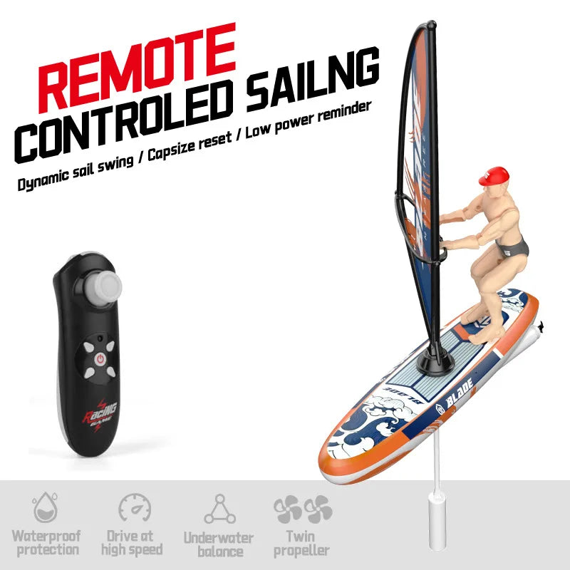 RC Sailing Boat 2.4G Remote Control Speedboat – Kayak Paddle Racing Model with Steering for Kids & Adults Birthday Gift