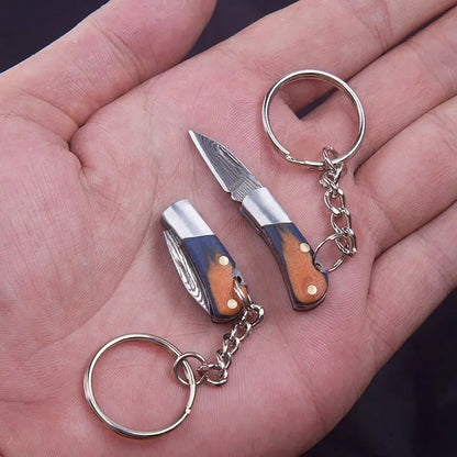 5cm Acrylic Mini Folding Knife Pendant Brass Wood Keychains Sharp Small Blade Portable Hanging Outdoor Camping Unboxing Knife