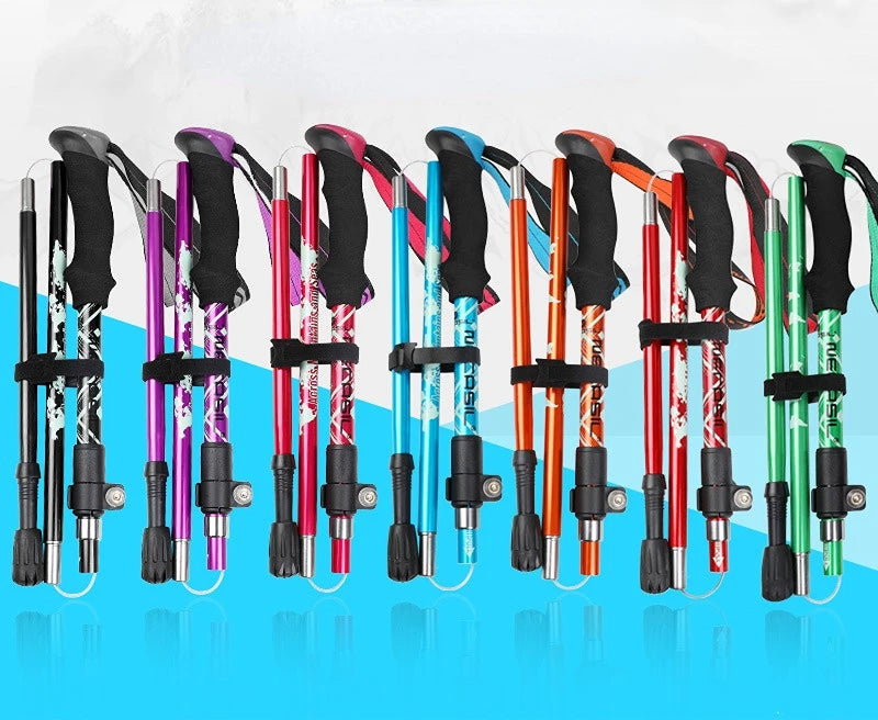 2PCS Trekking Poles Adjustable Ultralight Walking Sticks Alpenstock Outdoor Hiking-Climbing Mountaineering Sticks