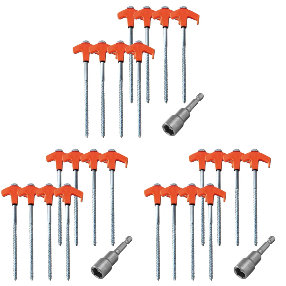 8/24Pcs Camping Pegs Drill In with Hex Socket Stakes Ground Anchors Camping Stakes Tent Ground Nail Screw in Camping Tent Pegs
