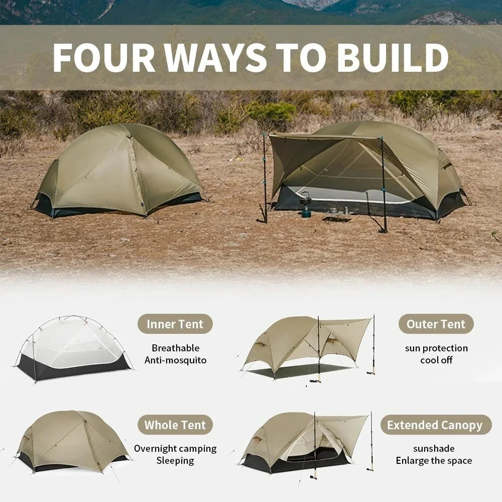 2 - Person Ultralight Backpacking Tent: Mongar UL 2 with 20D Waterproof Fabric,Ideal for Hiking, Survival,and Camping Adventures