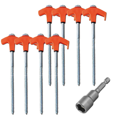 8/24Pcs Camping Pegs Drill In with Hex Socket Stakes Ground Anchors Camping Stakes Tent Ground Nail Screw in Camping Tent Pegs