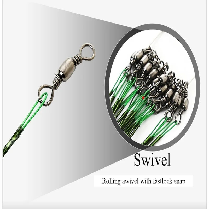 FLYSAND Steel Wire Leaders with Hook (20 Pack)