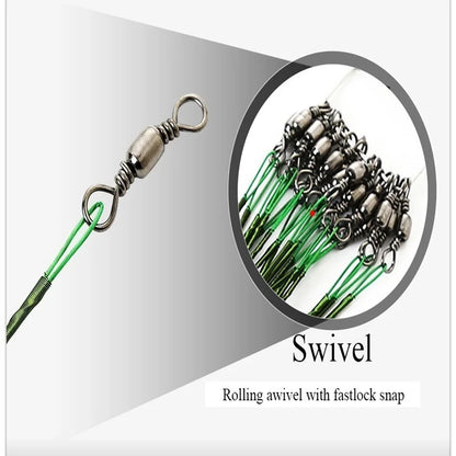 FLYSAND Steel Wire Leaders with Hook (20 Pack)