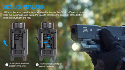 Trustfire GM35 Tactical LED Flashlights Mini Pistol Lights 1350Lumens USB Rechargeable Quick Release Handgun 1913/GL Rail