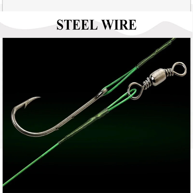 FLYSAND Steel Wire Leaders with Hook (20 Pack)