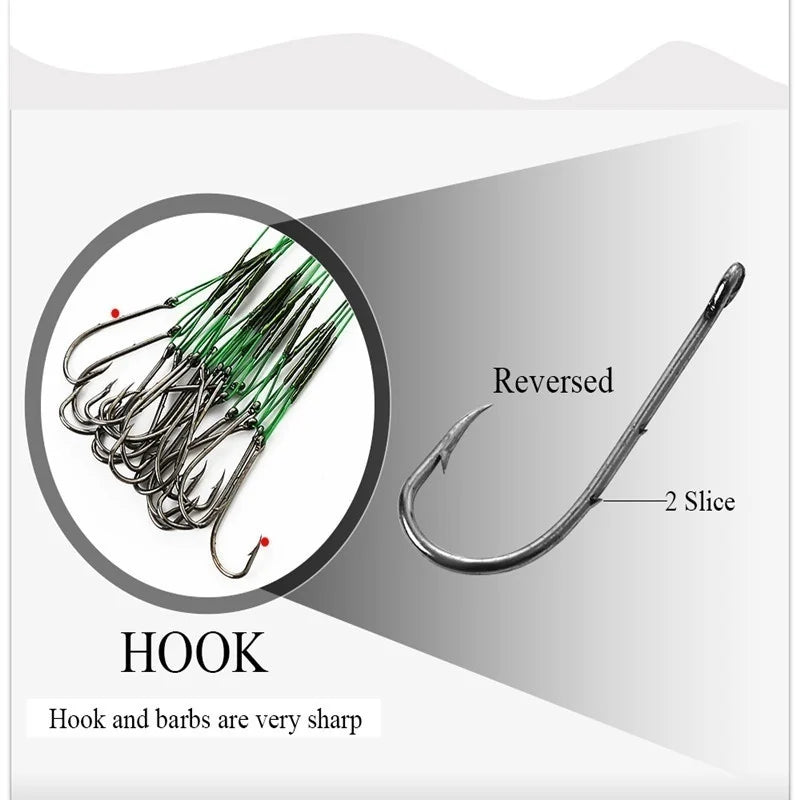 FLYSAND Steel Wire Leaders with Hook (20 Pack)