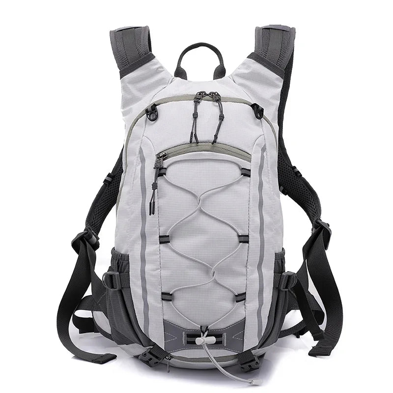 White 20L hiking backpack with multiple compartments