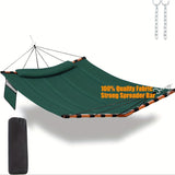 Deluxe 12ft 2-Person Beige Hammock with V-Shaped Hardwood Spreader Bar & Durable Nylon Rope - 450LB Capacity, Quick-Dry Fabric for Patio, Garden, Backyard, Beach & Poolside Relaxation, Hammocks for Outside