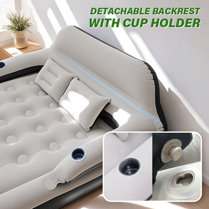 [Automatic Inflatable Mattress] Automatic Double Bed Inflatable Mattress with Backrest Pillow | Portable Air Cushion Outdoor Camping Home Inflatable Mattress Bed with Inflatable Pump