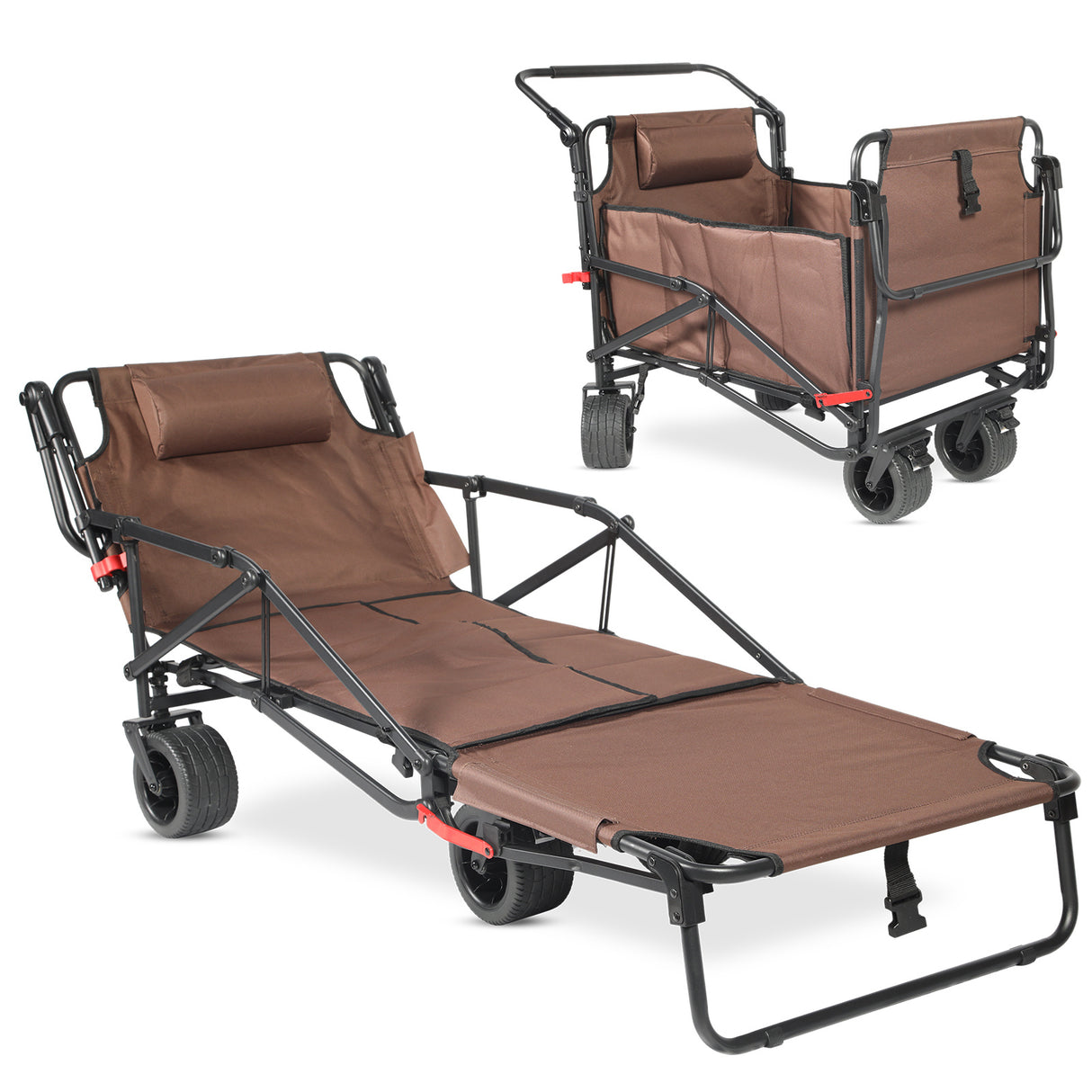 Collapsible Folding Wagon Cart, Convertible beach chair, Large Capacity Camping Wagon, Can hold up to 400 lbs, All Terrain Foldable Wagon, Heavy Duty Utility Wagon Cart For Grocery Outdoor Beach Gardening Shopping Fishing