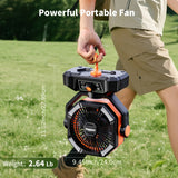 20000mAh Battery Powered Camping Fan - Dual Motor, 8-Speed Remote Control & 4 LED Lanterns, Portable Outdoor Fan with Tent Hook for Camping, Blackouts, Construction Sites