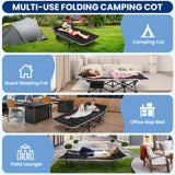 Camping Sleeping Cots with cotton-padded/Velvet Mattress, 900lbs Double Layer Oxford Portable Folding Cots for Garden, Camping, Hiking, Outdoor, Home, Office, Lightweight, Stable, Durable