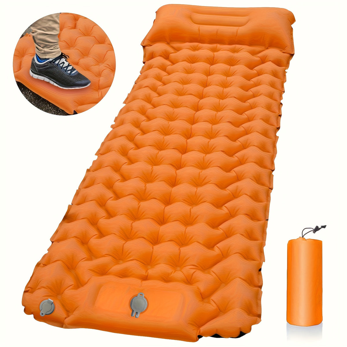 Folding Inflatable Sleeping Pad with Pillows – Ultralight